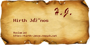 Hirth János névjegykártya