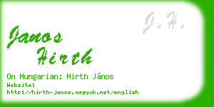 janos hirth business card
